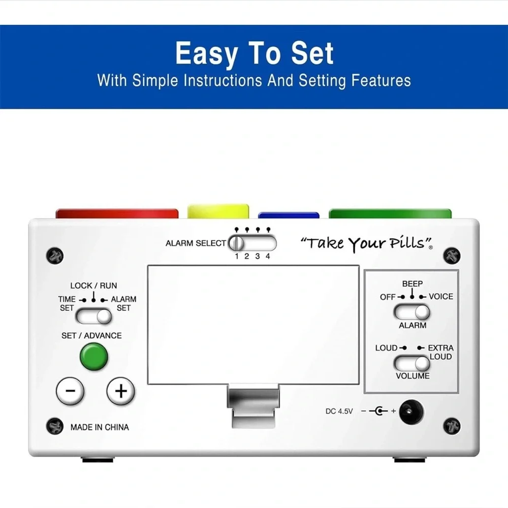 Pill Organizer System with Talking Alarm Clock reminder 4 Times a Day 31 Day NEW - Picture 8 of 15